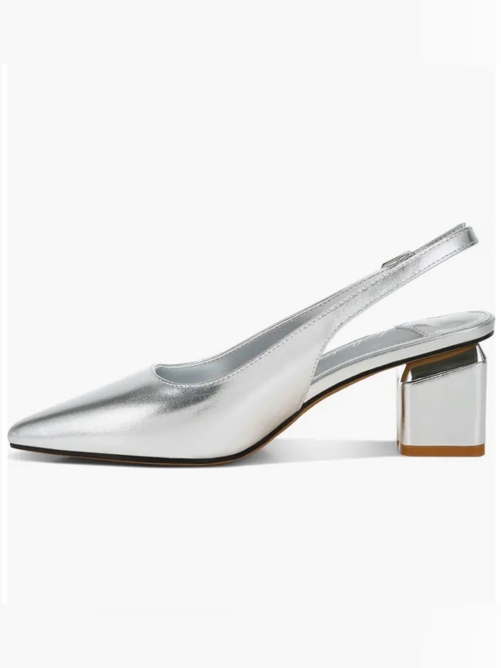 London Rag Silver Slingback Block Heel Pump, Size 7.5-8